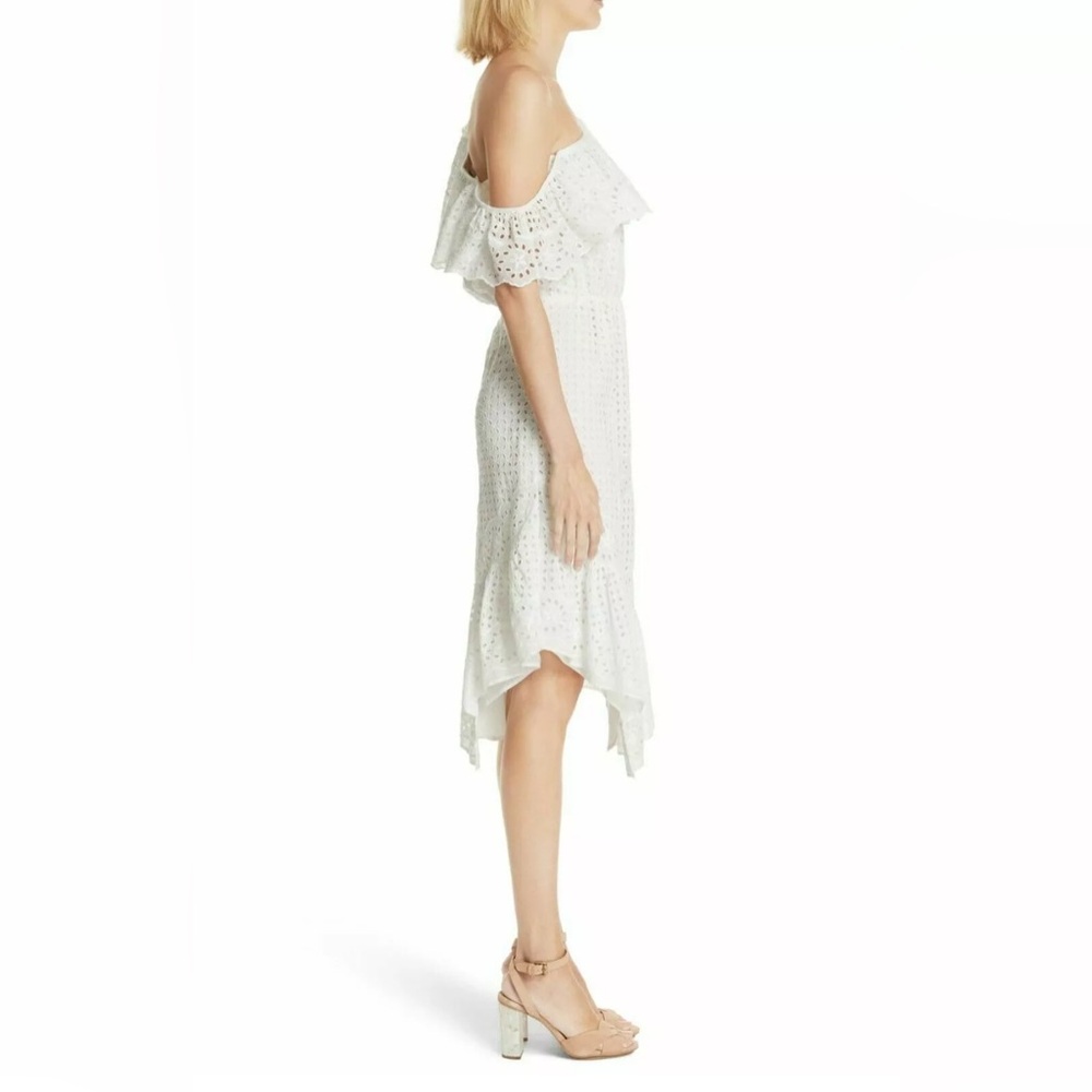 Joie Corynn One Shoulder Eyelet Dress Women White Midi Dress Summer sz xxs - Picture 7 of 16